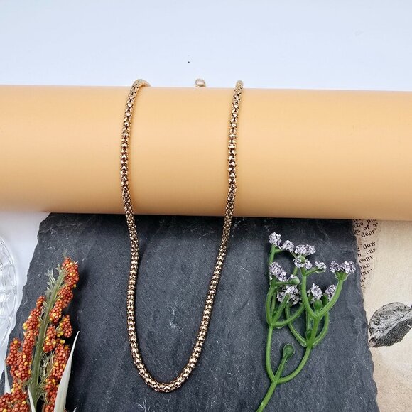 Bold Rose Gold Bead Chain Necklace – 17.7 Inch Luxe Polish Look, XPNL0016 - Picture 12 of 12